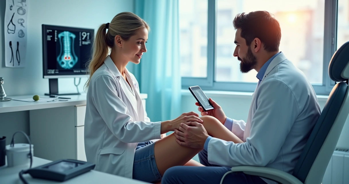 Paciente recebe consulta vascular individualizada com médico usando ultrassom 
