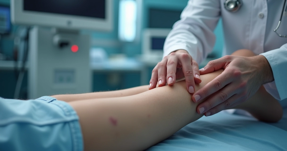 Consulta médica com especialista avaliando vasinhos nas pernas 