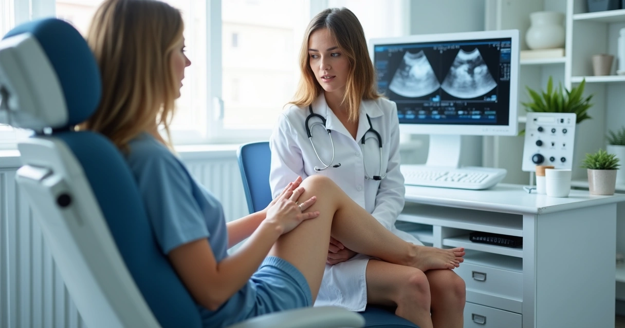 Consulta vascular com exame nas pernas 