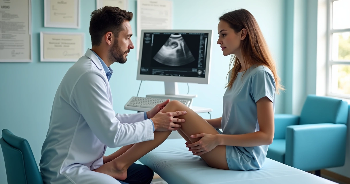 Paciente jovem realizando consulta vascular com médico especializado em Salvador.