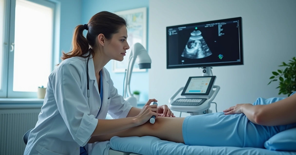 Consulta vascular com exame de ultrassom nas pernas 