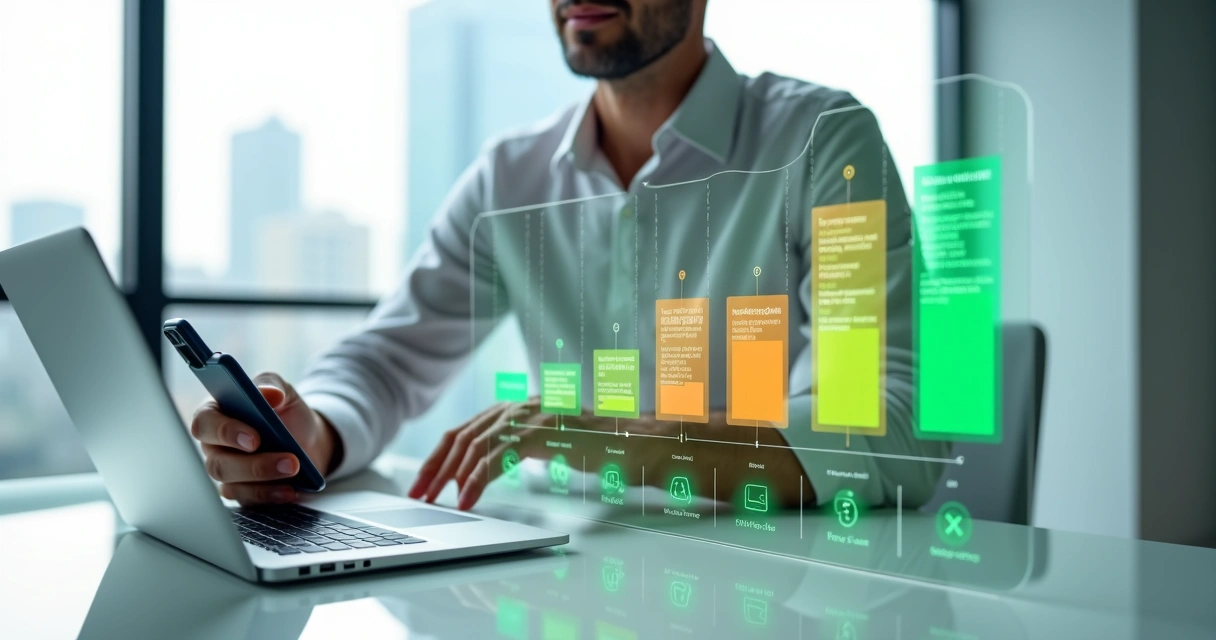 Consultor de vendas analisando mensagens de WhatsApp em painel com leads organizados por prioridade 