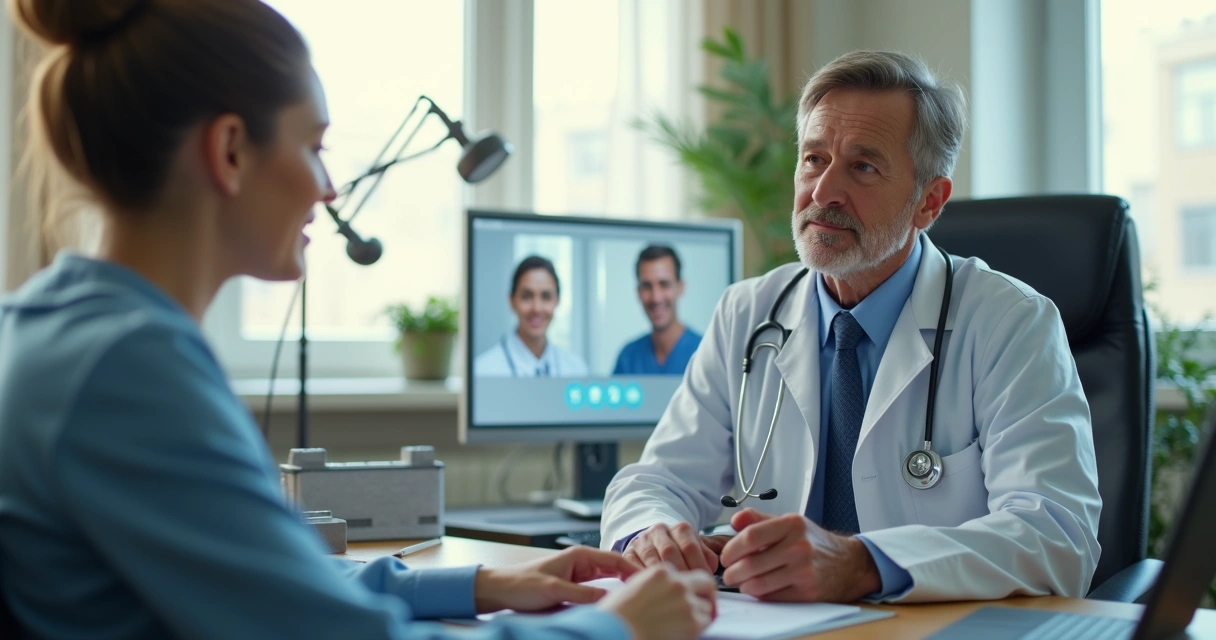 Consulta virtual entre médico e paciente em ambiente familiar 