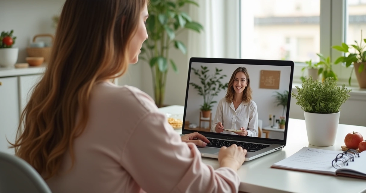 Paciente em videochamada com nutricionista 