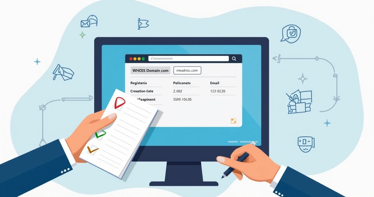 Consulta de WHOIS em tela de computador 