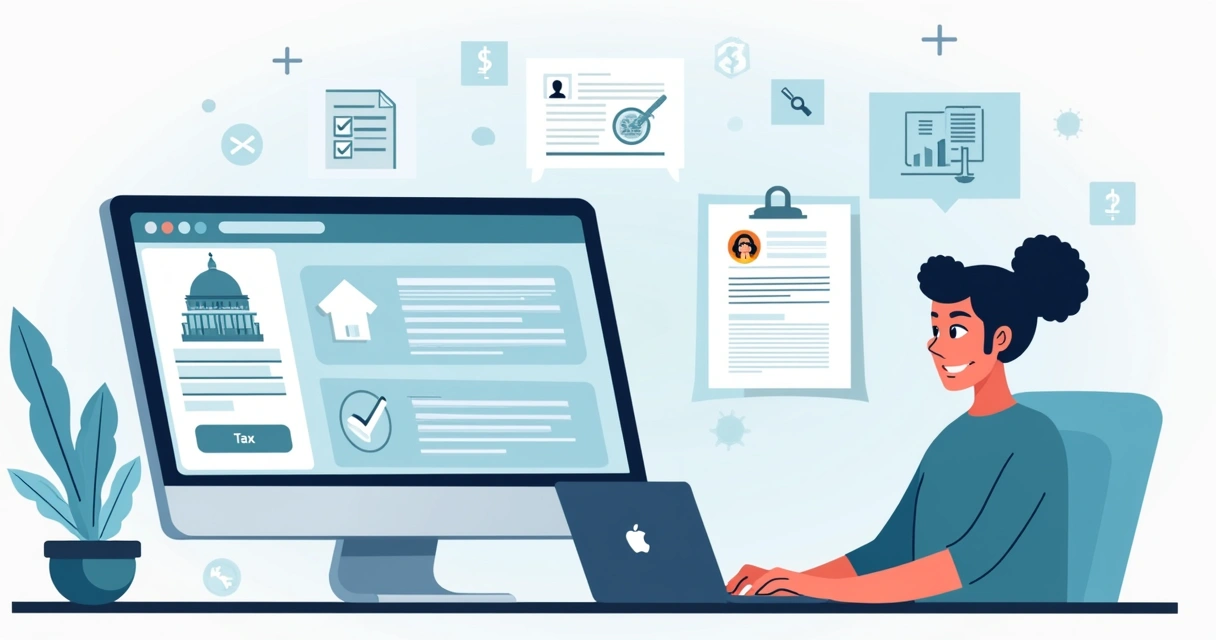 Pessoa usando notebook para acessar portal online de consulta fiscal e certidões.