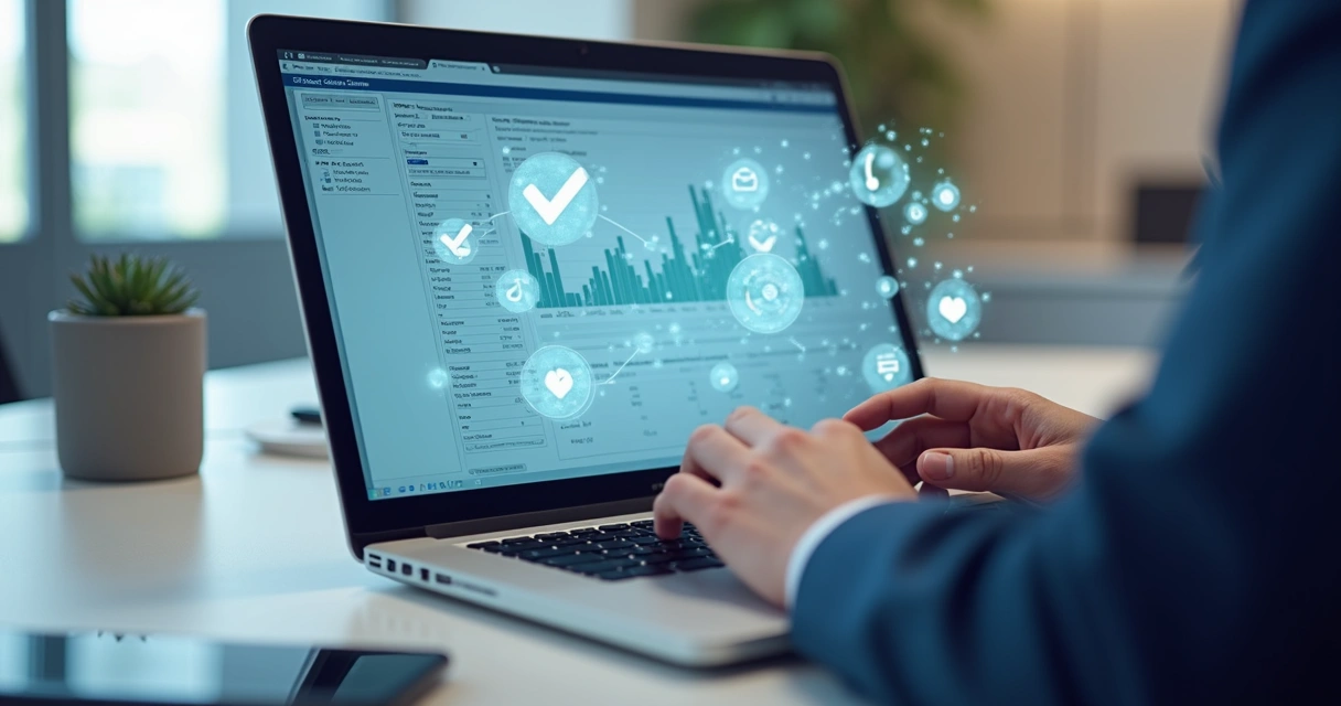 Empresário consultando dados no computador relacionados ao Bacen