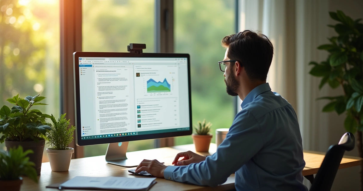 Consultor ambiental interagindo com clientes por e-mail