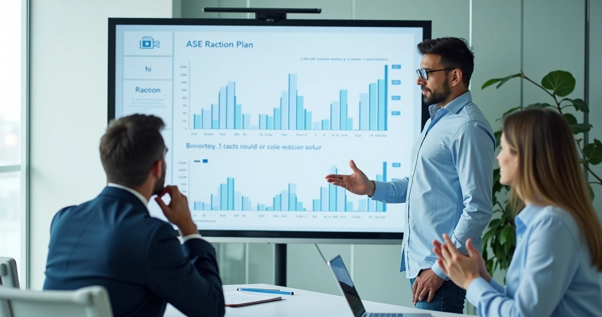 Consultor apresentando plano financeiro para empresário