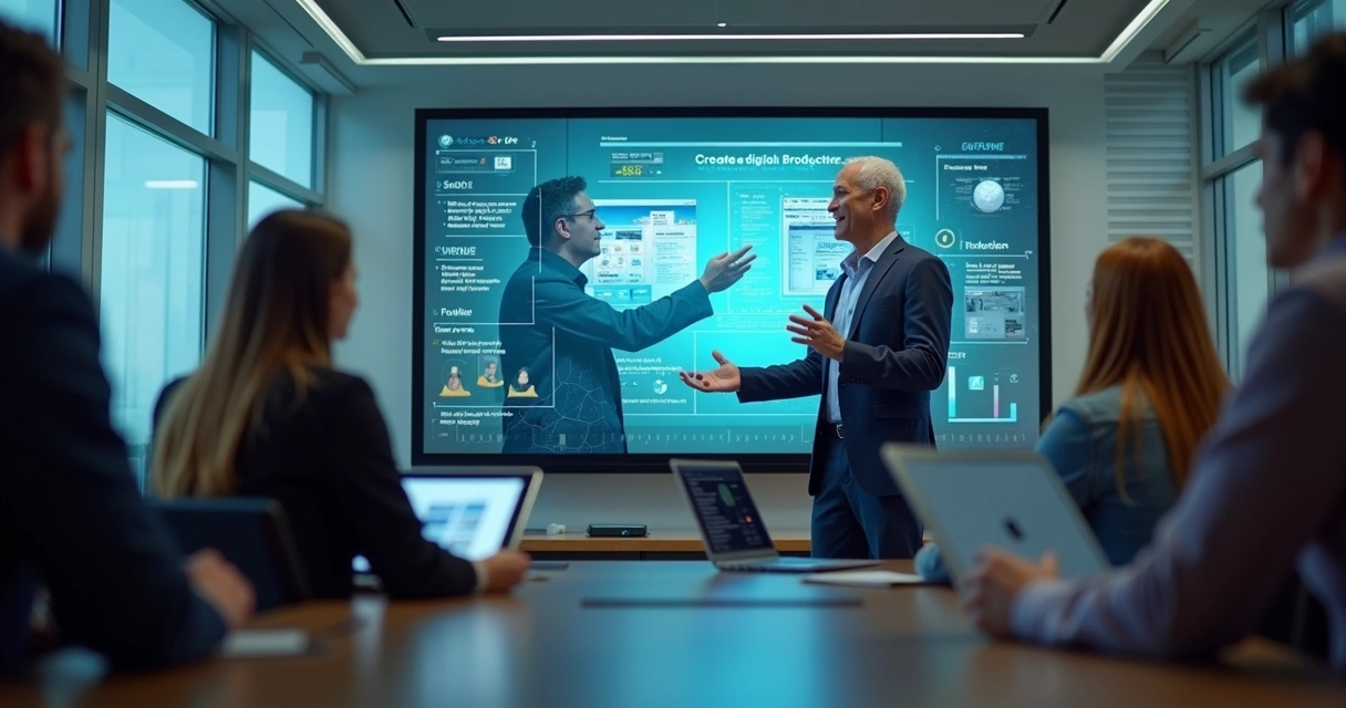 Consultor experiente ensinando digital aos alunos