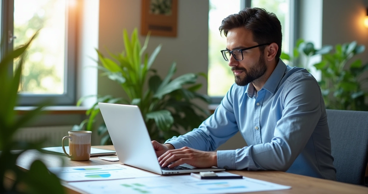 Consultor ambiental criando relatórios digitais 