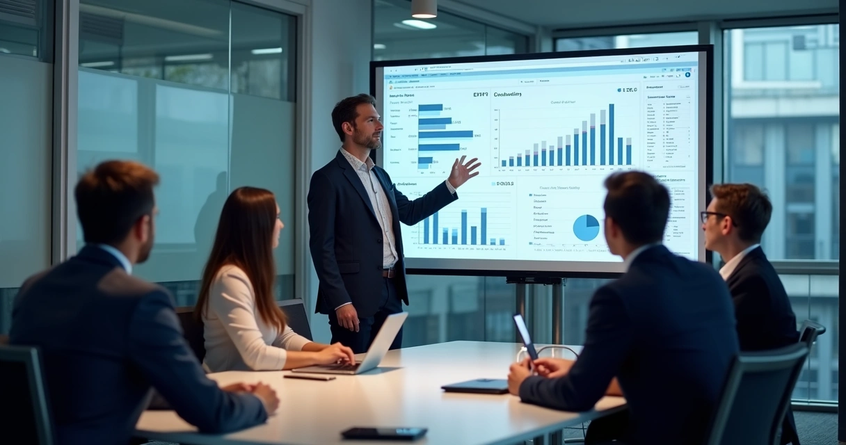 Consultor apresentando solução TOTVS para equipe de gestão 