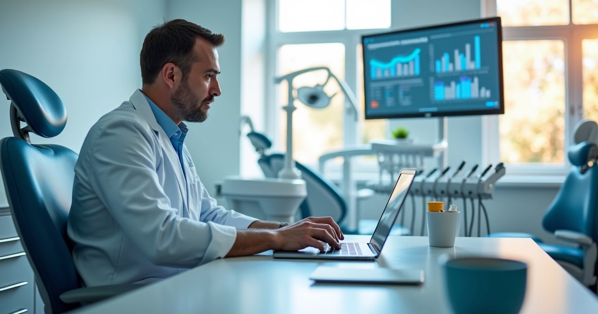 Consultor de marketing analisa funil de captação em clínica odontológica 