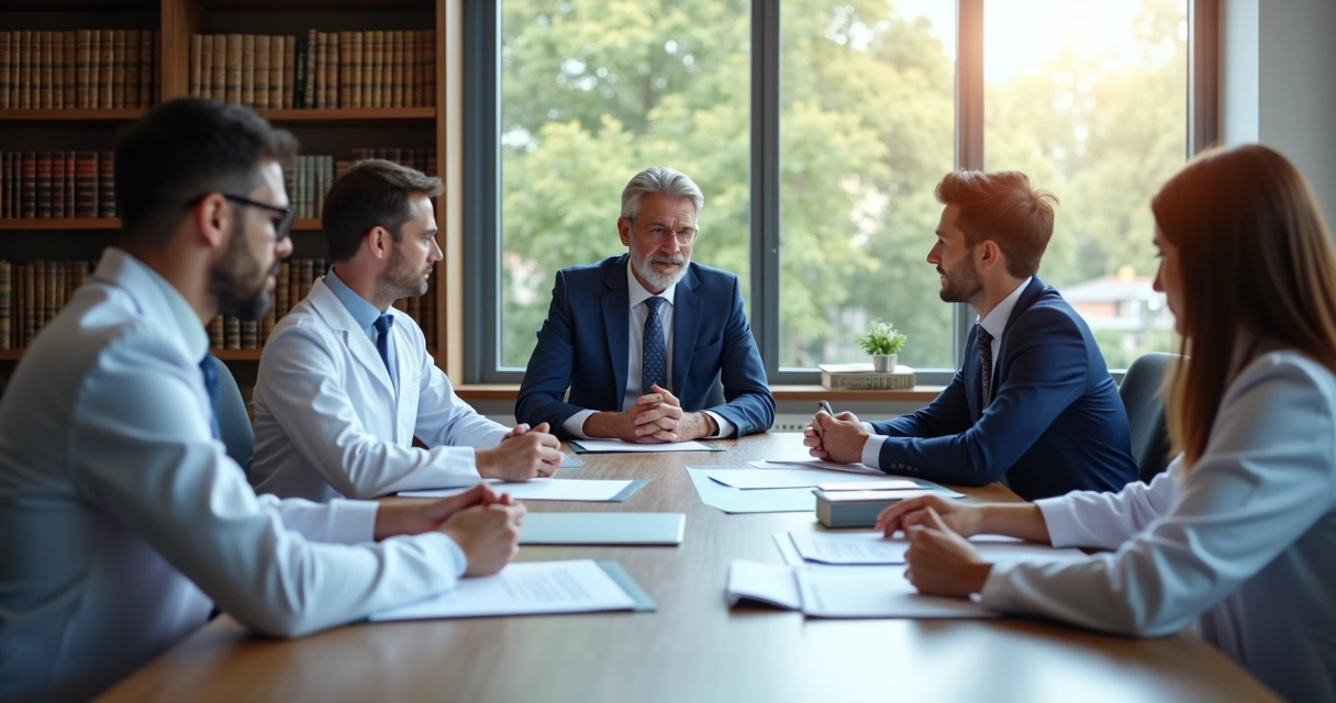 Advogado explicando riscos judiciais para médicos 