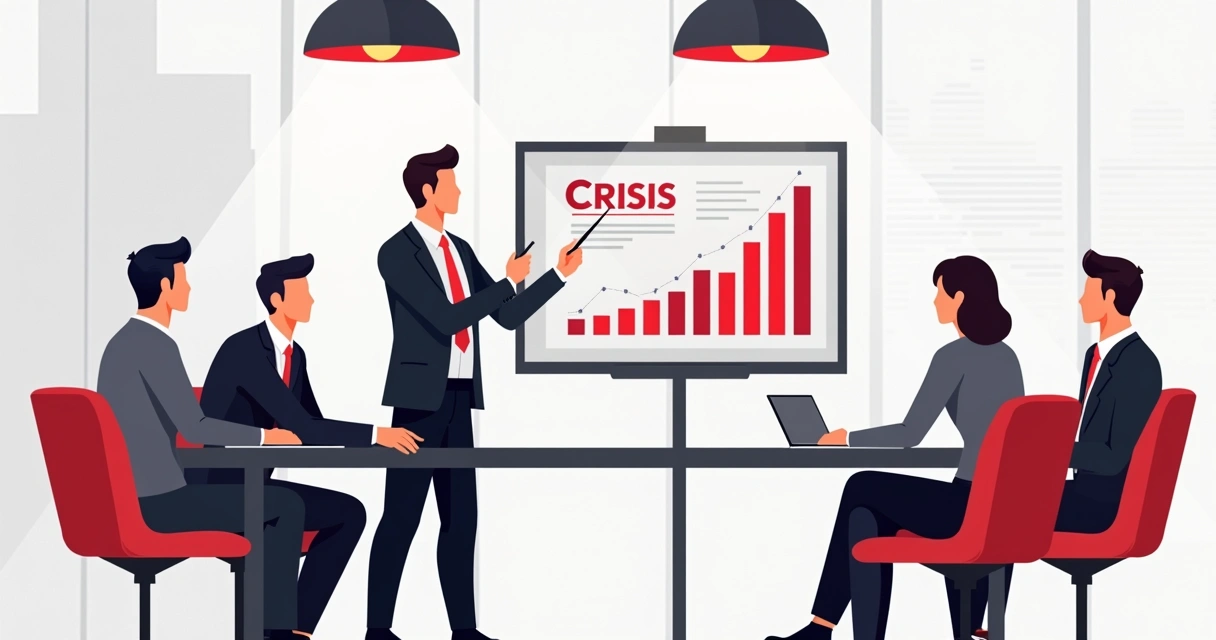 Consultor externo orientando equipe durante crise online 