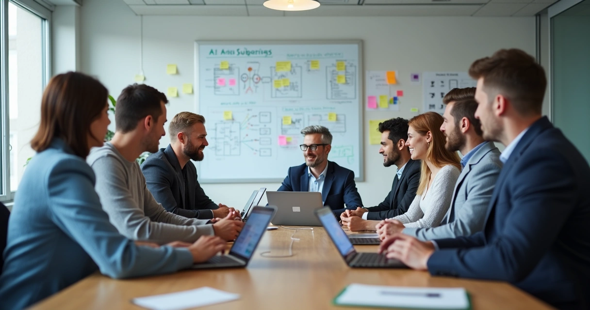 Reunião de consultoria de IA em empresa 