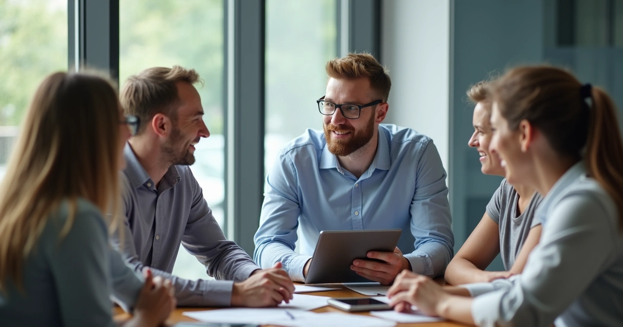 Consultor orientando time sobre implantação de ERP 