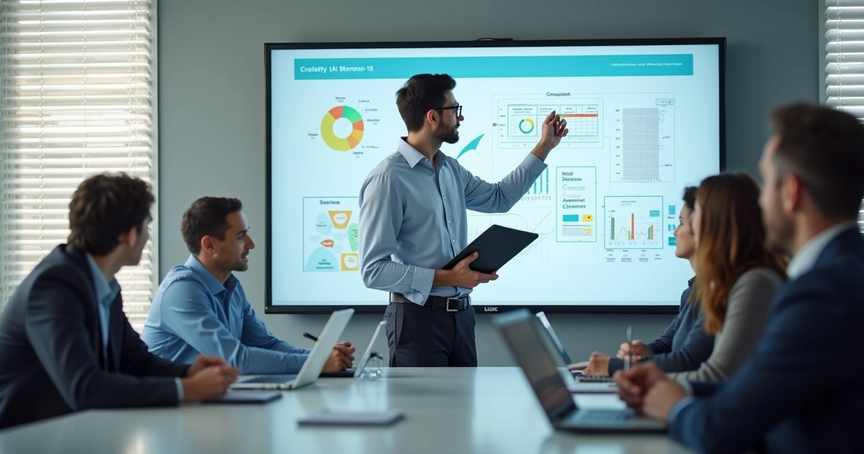 Consultor de processos Lure orientando equipe sobre uso de IA no escritório 