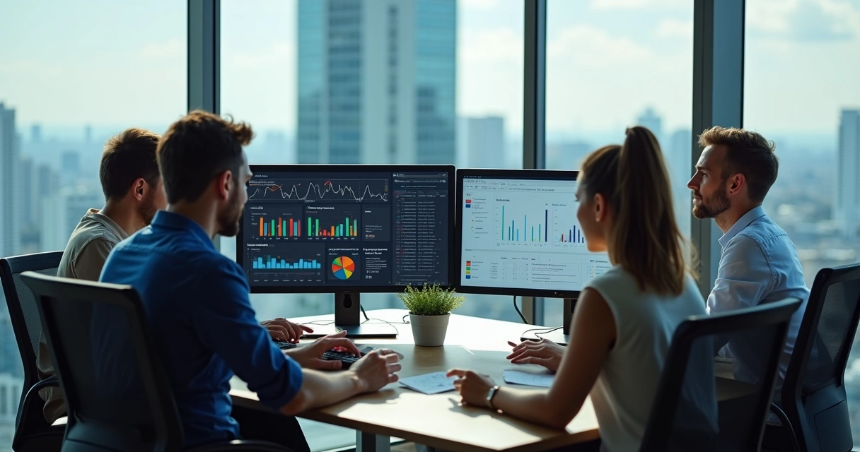 Consultor de tecnologia conversa com equipe em escritório 