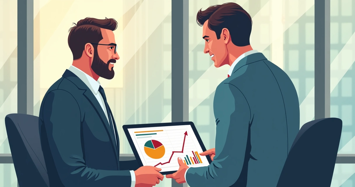 Consultor apresentando gráfico personalizado a cliente 