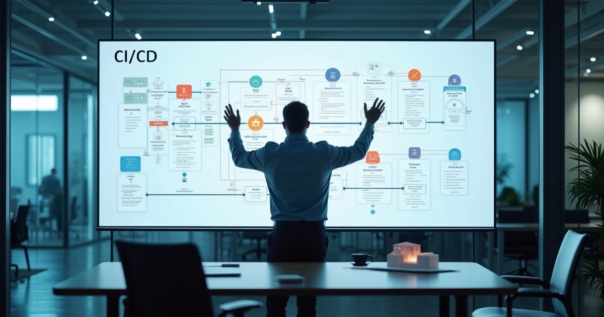 Consultor de TI analisa pipeline de software 