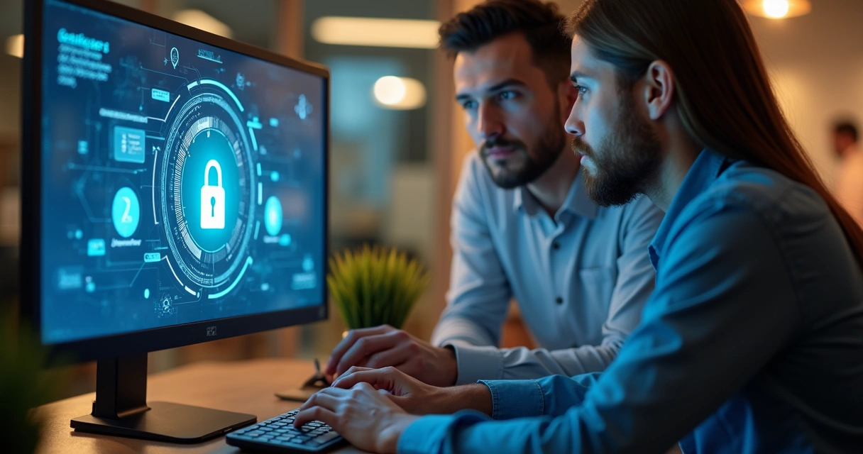 Consultor de TI auxiliando empresário em instalação de certificado digital. 