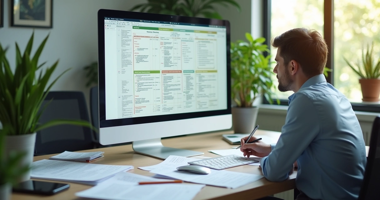 Consultor ambiental revisando matriz com Sabá 