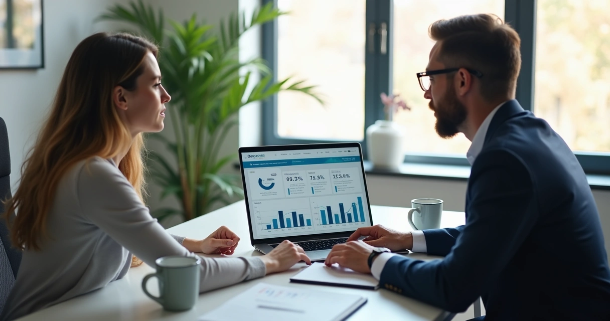 Consultor orientando cliente sobre upgrade de serviço