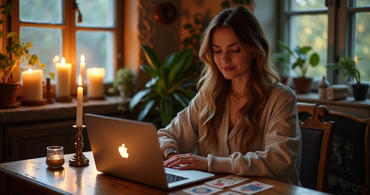Consultora de tarot em atendimento online por chat 
