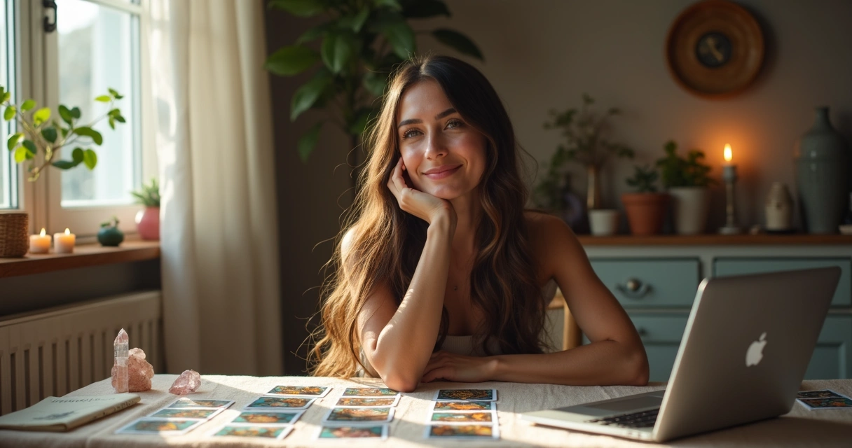 Consultora de tarot satisfeita após atendimento online