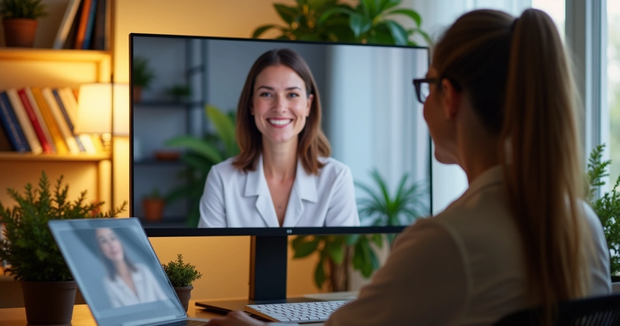 Consultora conversando com cliente por videochamada 