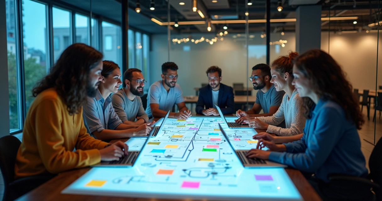Consultores multidisciplinares Notion em ambiente colaborativo 