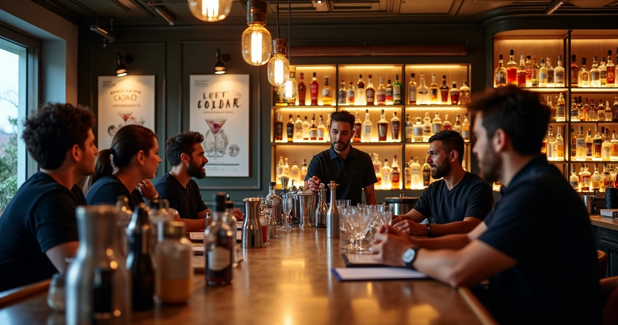 Treinamento para bartenders em ambiente de bar 