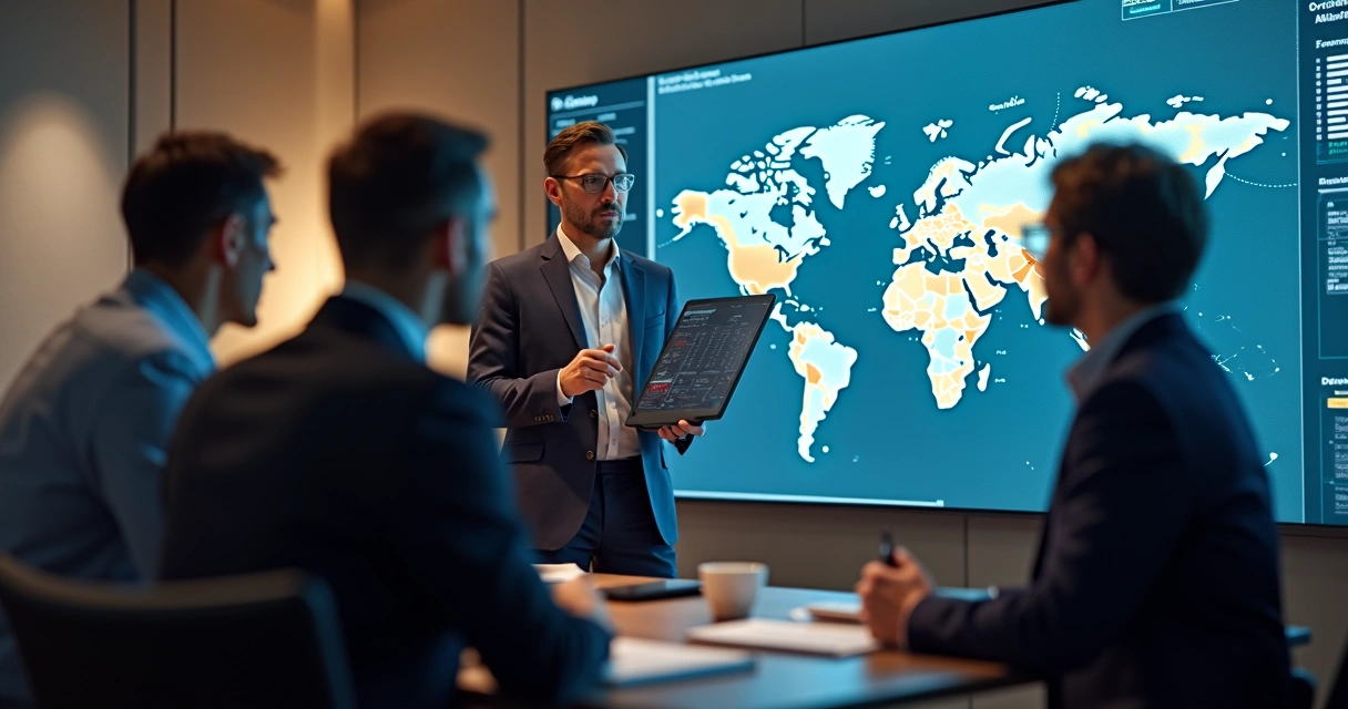 Consultores sêniores de risco em reunião com executivos