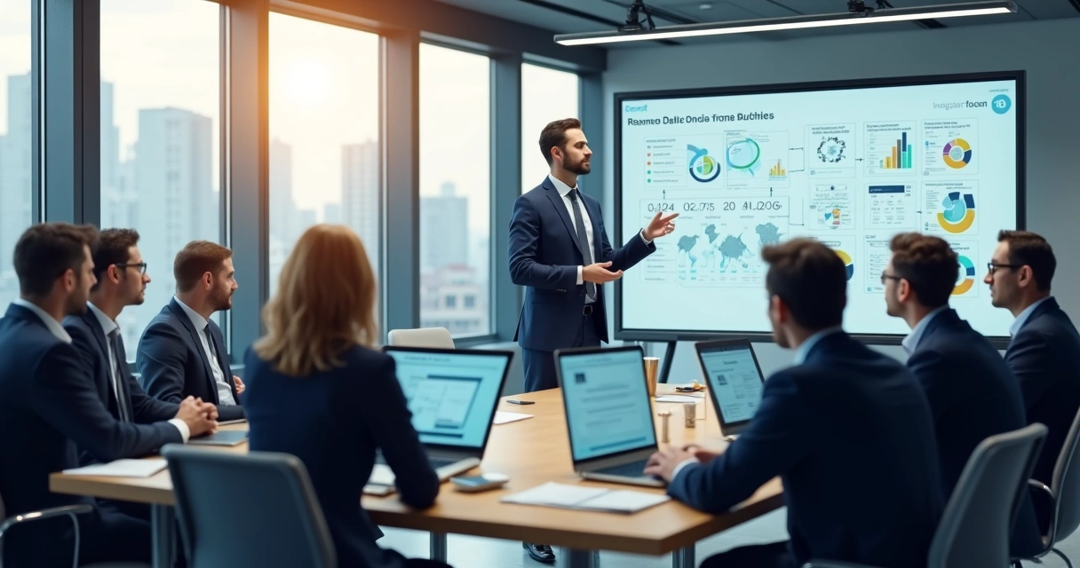 Consultores de ciência de dados em reunião com gestores de empresa 