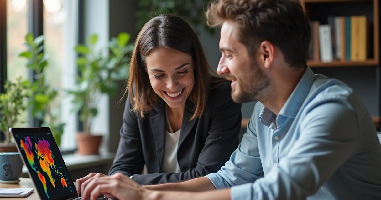 Pessoa explicando mapa em reunião online com cliente. 
