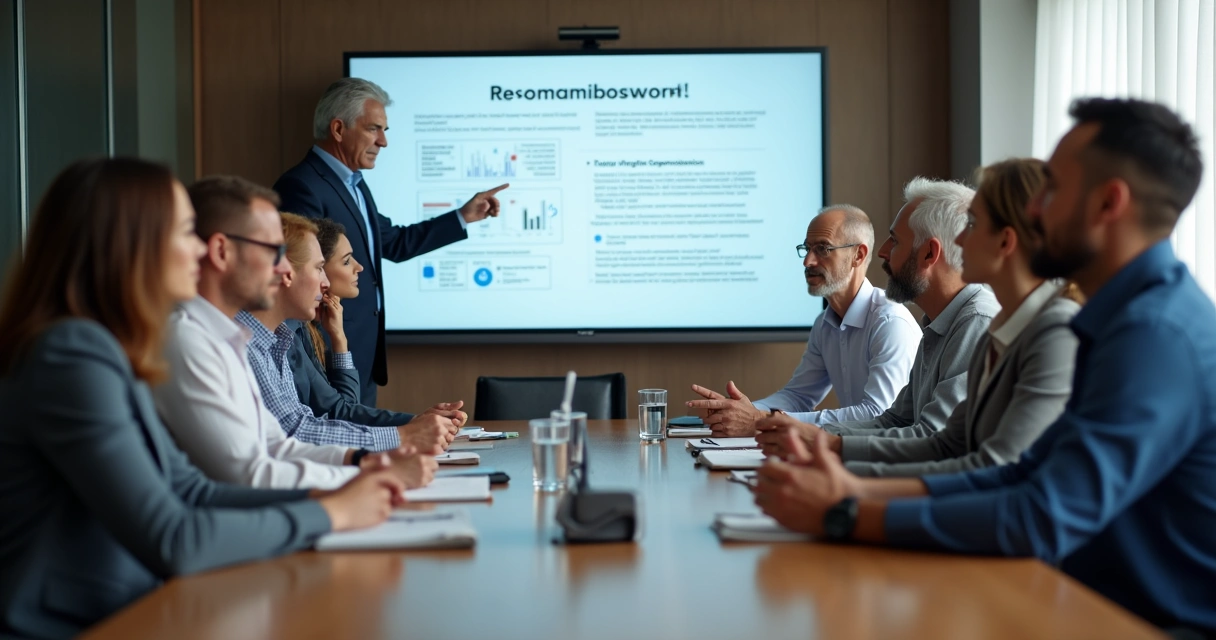 Consultor contábil orientando equipe empresarial sobre reforma 