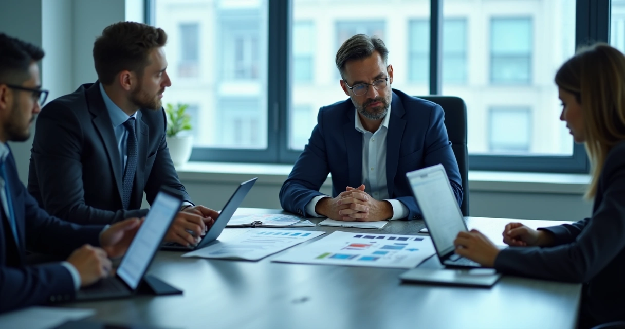 Consultor conversando com equipe de empresa. 
