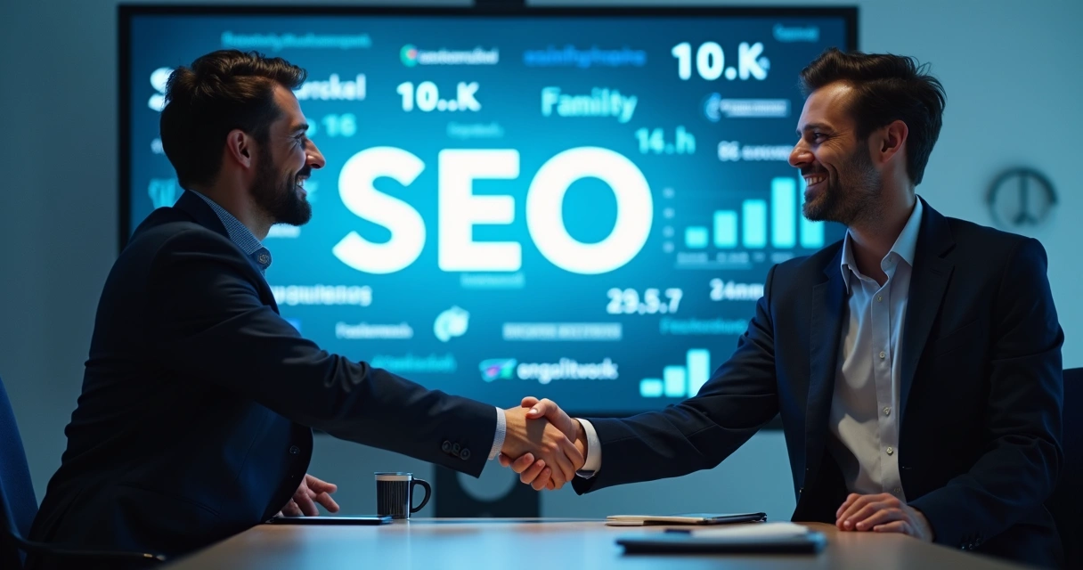Consultor de SEO apresentando estratégia para cliente 