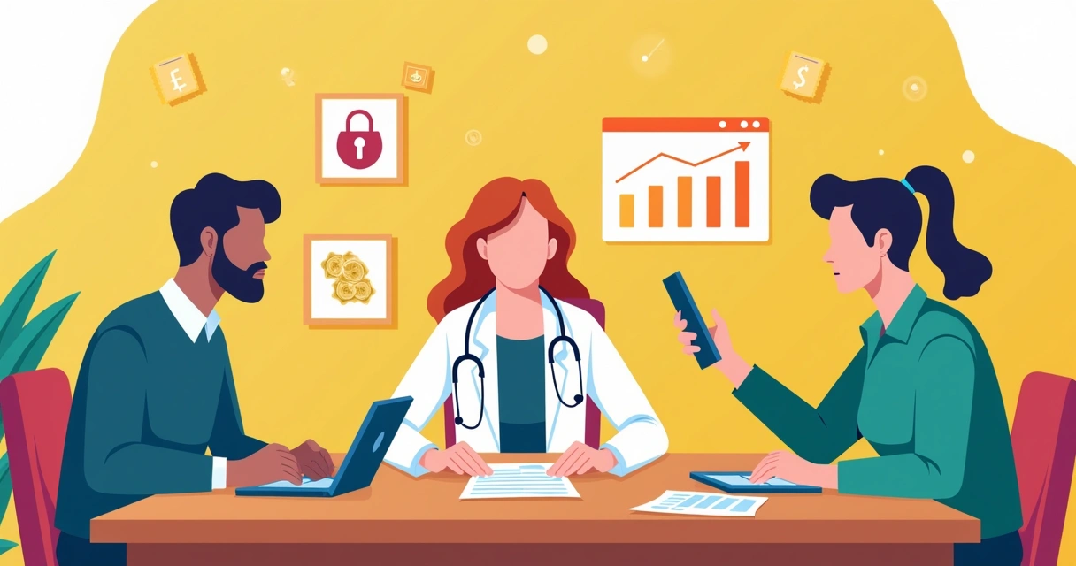 Três autônomos de diferentes áreas conversando sobre finanças. 