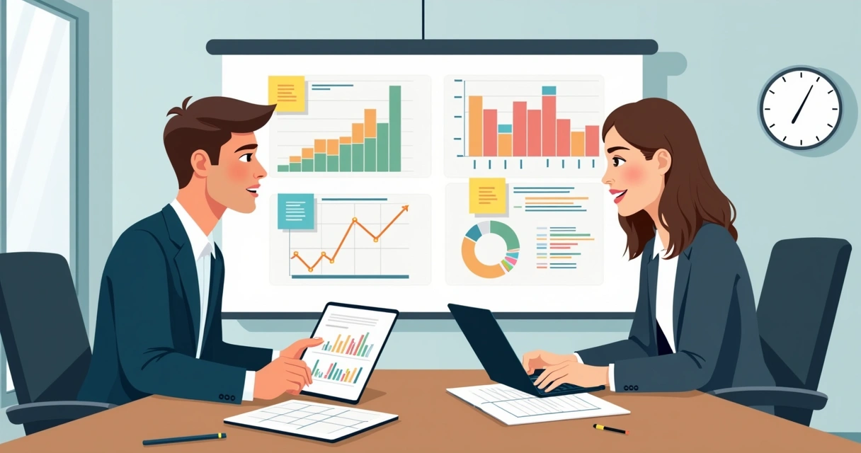Dois consultores analisando finanças empresariais 