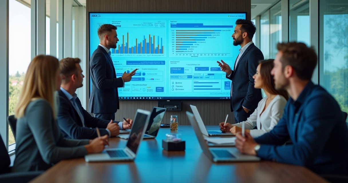 Equipe de consultoria em reunião sobre implantação do RD Station 