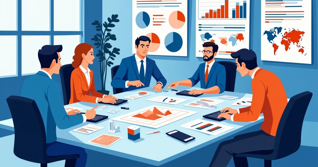 Equipe reunida planejando campanha eleitoral diante de quadros estratégicos 