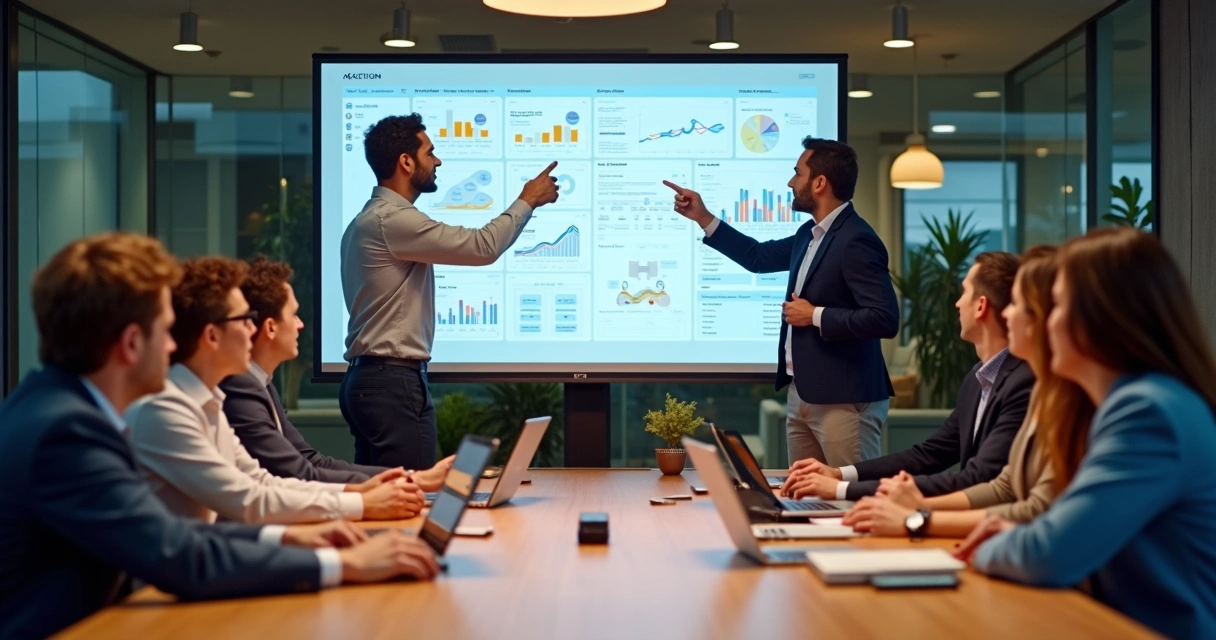 Consultor Notion orientando equipe presencialmente 