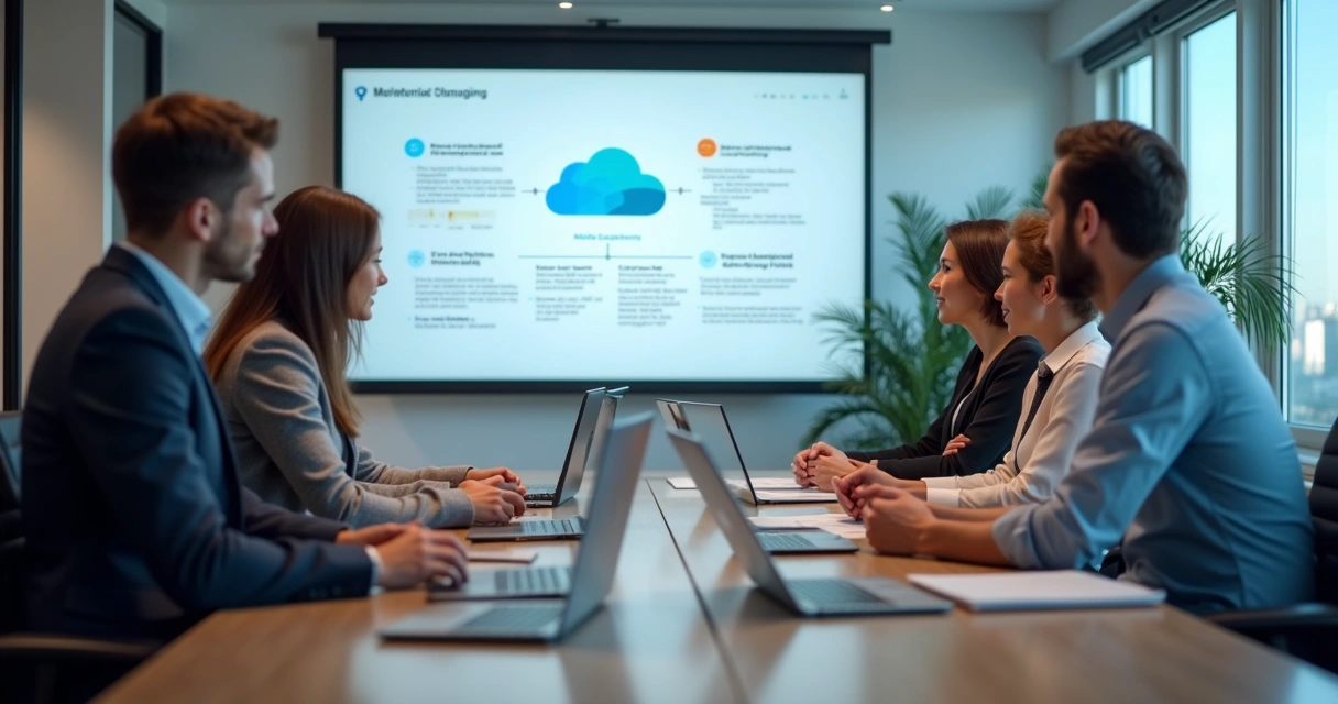 Reunião de equipe SolTech planejando soluções em nuvem 