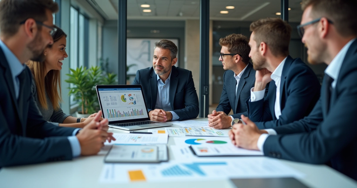 Consultor e empresa analisando projeto de plataforma de treinamento corporativo 