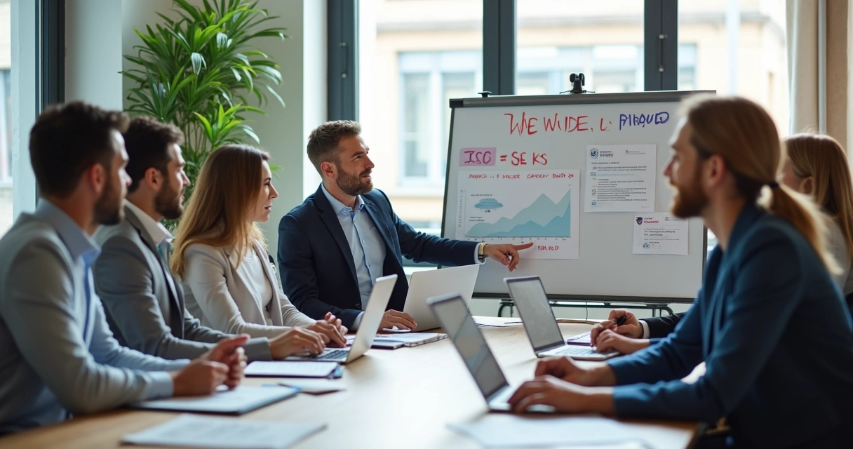 Equipe de consultores discutindo planejamento tributário em escritório 