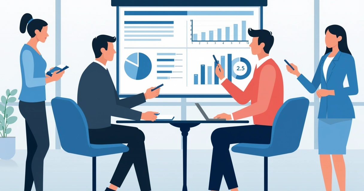 Consultor explicando previdência para jovem com gráficos em uma tela ao fundo 