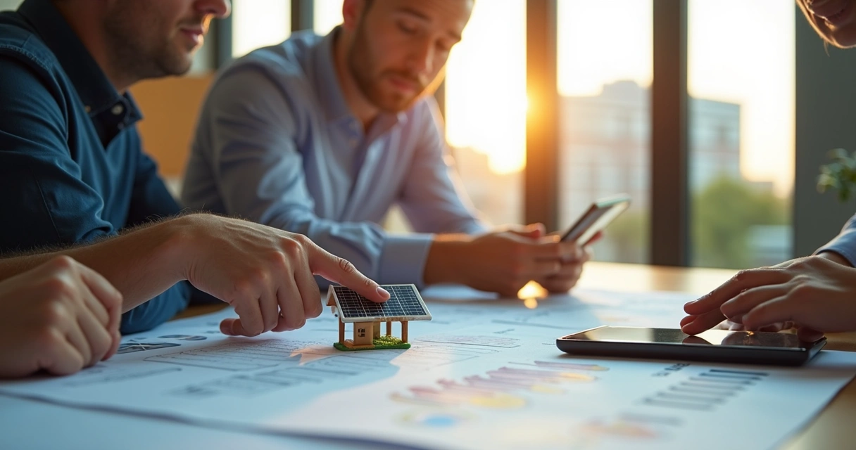 Reunião de consultoria de energia solar em empresa 