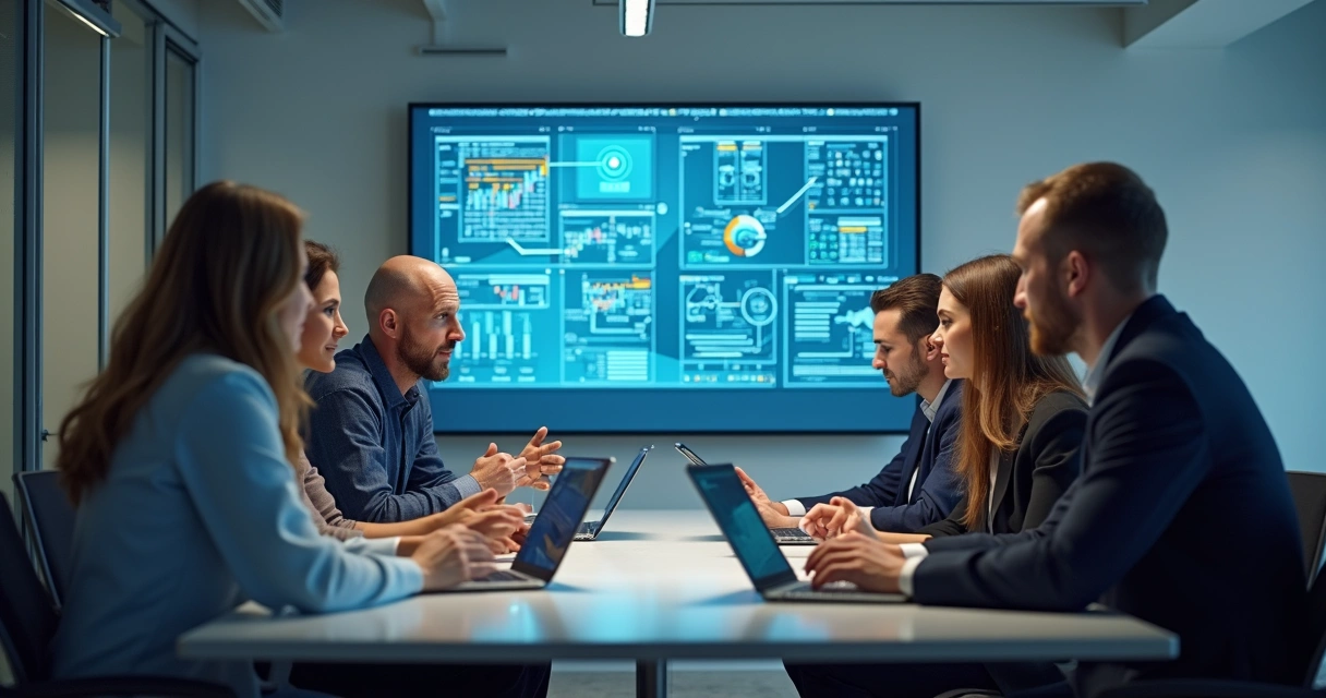 Consultor de tecnologia em reunião com gestores de empresa 